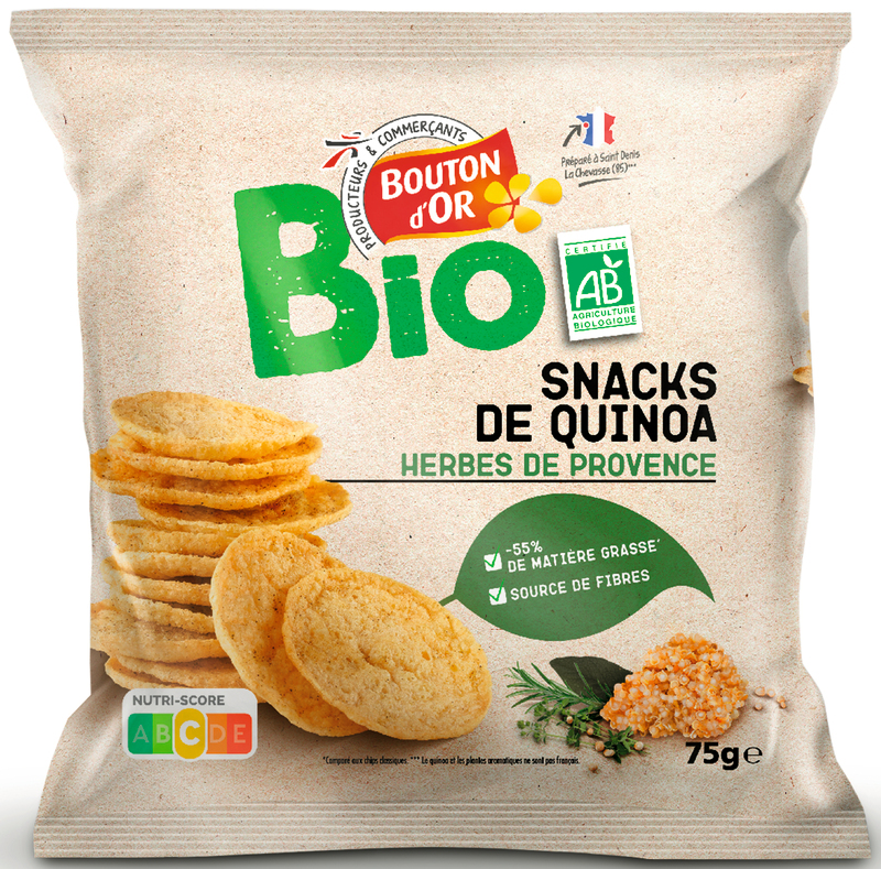 SNACKS DE QUINOA HERBES DE PROVENCE bouton d'or...
