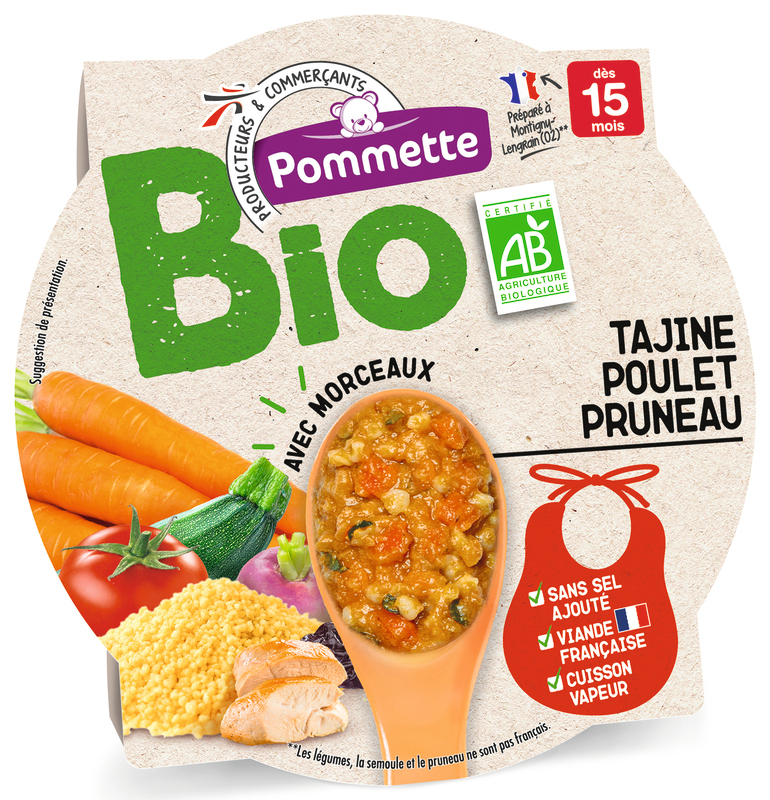 ASSIETTE TAJINE POULET PRUNEAUX Pommette BIO