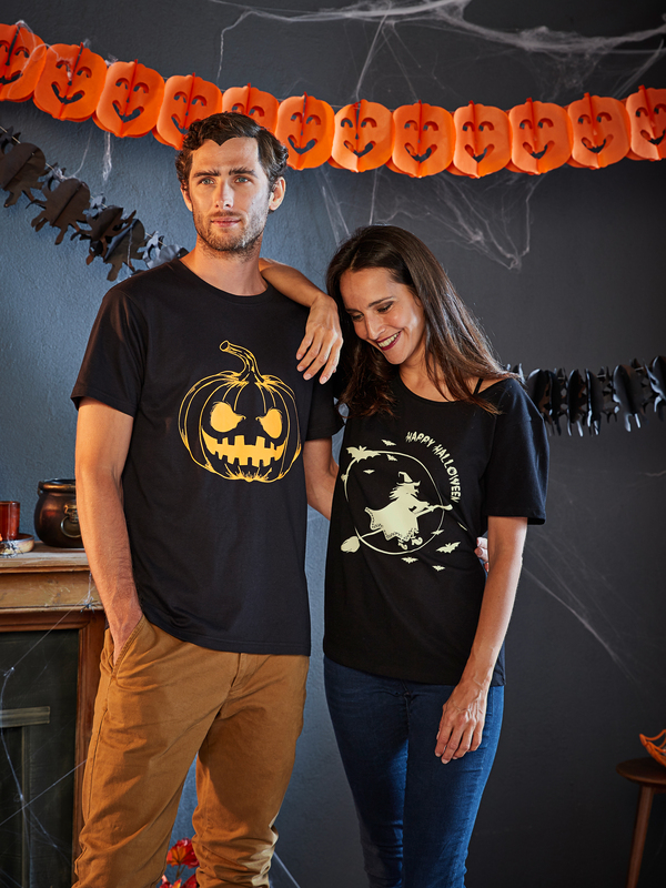 TEE-SHIRT MANCHES COURTES HALLOWEEN FEMME ET HO...