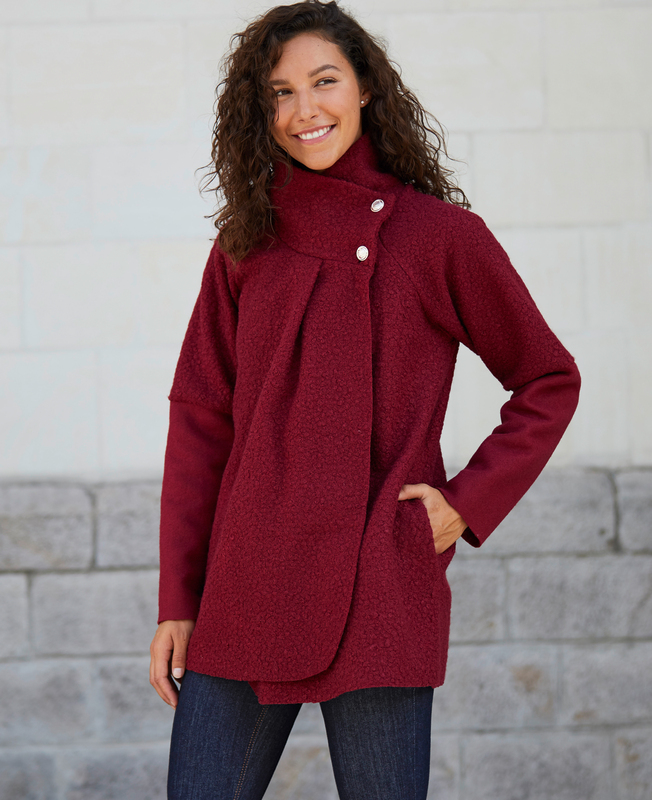 MANTEAU BOUCLETTE FERMETURE AVEC BOUTONS FEMME ...