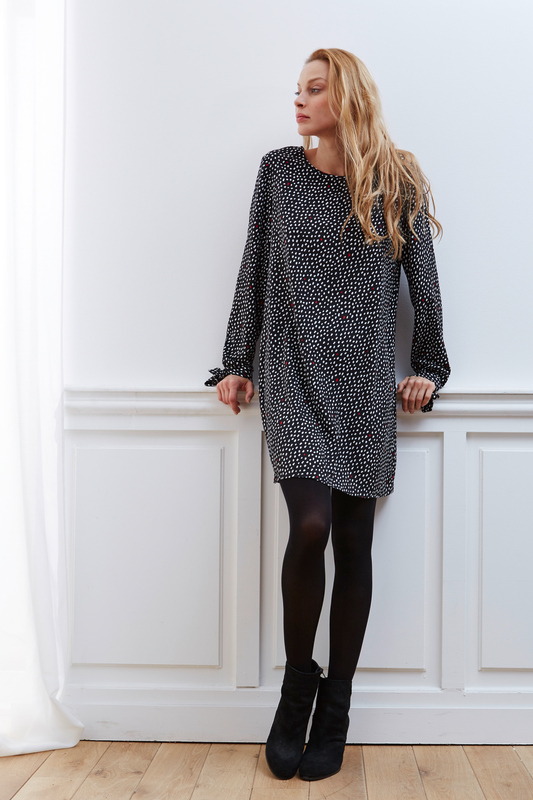 ROBE MANCHES LONGUES FANTAISIE POIS FEMME eldys