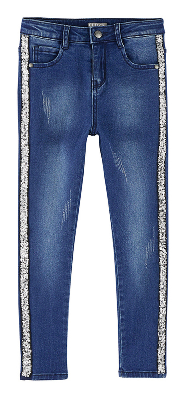 JEAN AVEC BANDES LATÉRALES EN SEQUINS FILLE eldys