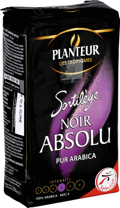 Café moulu noir absolu arabica