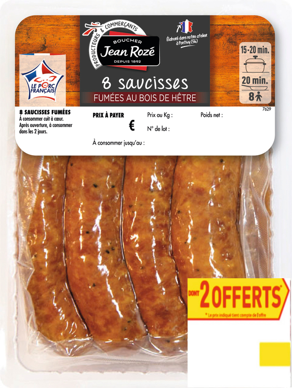 8 SAUCISSES FUMEES jean rozé