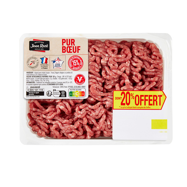 VIANDE BOVINE : HACHÉ VRAC 15% MG  
