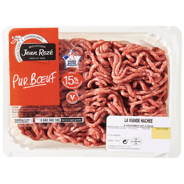 VIANDE BOVINE : HACHÉ VRAC 15% MAT.GR 

