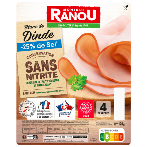 BLANC DE DINDE TAUX DE SEL RÉDUIT SANS NITRITE 
