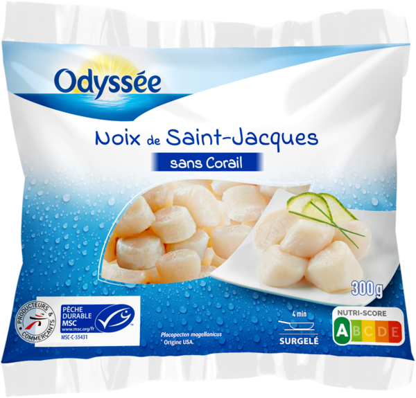 NOIX DE SAINT JACQUES SANS CORAIL MSC SURGELÉES 
