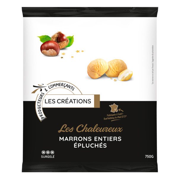 LES CHALEUREUX MARRONS ENTIERS ÉPLUCHÉS SURGELÉS
