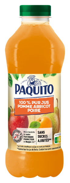 100% PUR JUS POMME / ABRICOT / POIRE

