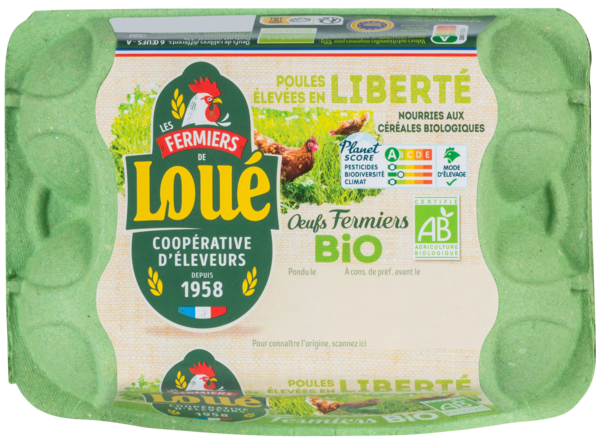 LOUÉ 6 ŒUFS BIO 
LOUÉ code EAN 3251320020637 