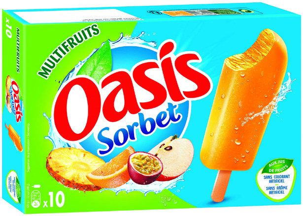  BÂTONNETS SORBET MULTIFRUITS X10 “OASIS” code EAN 3251512810008 