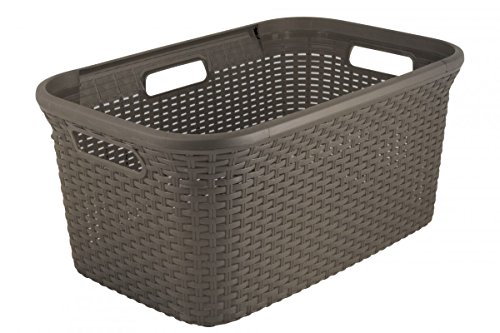 188939 panier à linge aspect rotin moka 45 l