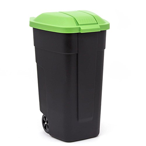 Poubelle 110 L noir-vert couvercle a rue Curver