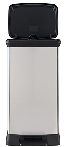 187152 poubelle à pédale plastique argent 50 l