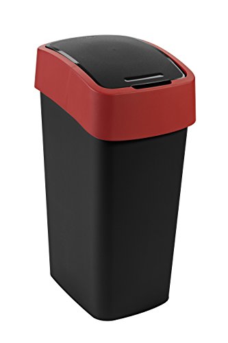 229413 flip bin poubelle plastique noir/rouge 2...