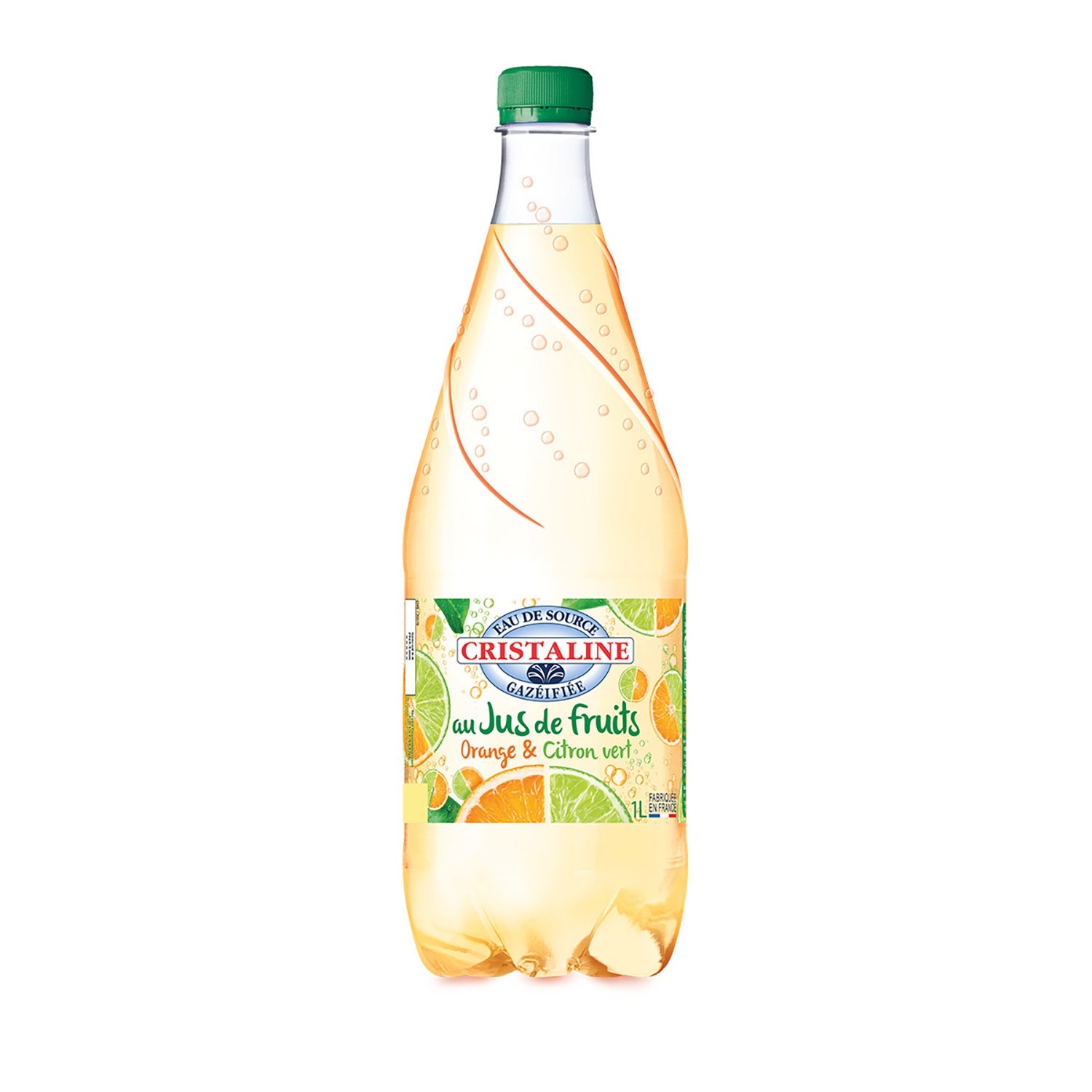 CRISTALINE Eau gazeuses au jus de fruit orange citron vert CRISTALINE code EAN 3254381059936 