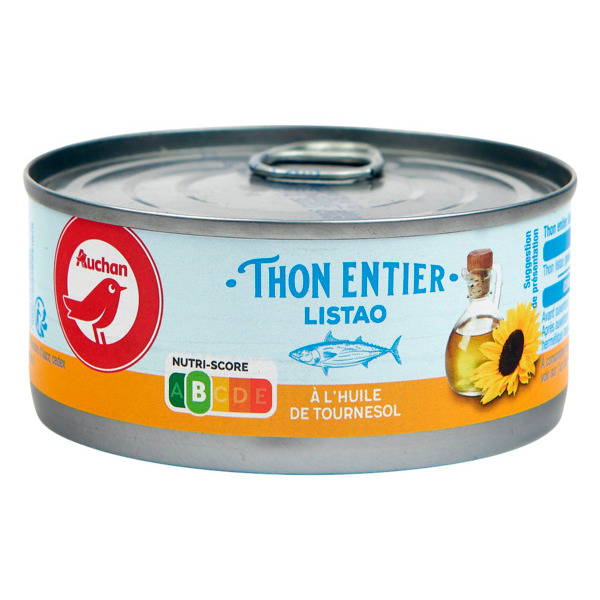  Thon Entier Listao À L'huile De Tournesol Auchan code EAN 3254560045156 