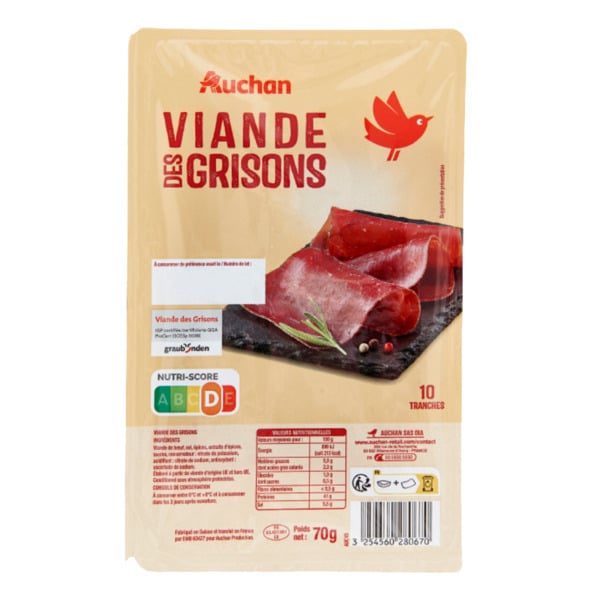  Viande Des Grisons Auchan code EAN 3254560280670 