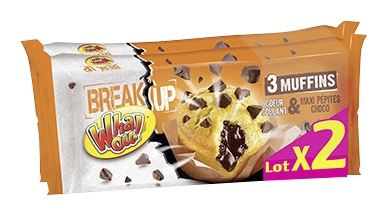 Muffins break up cœur coulant et pépites chocol...