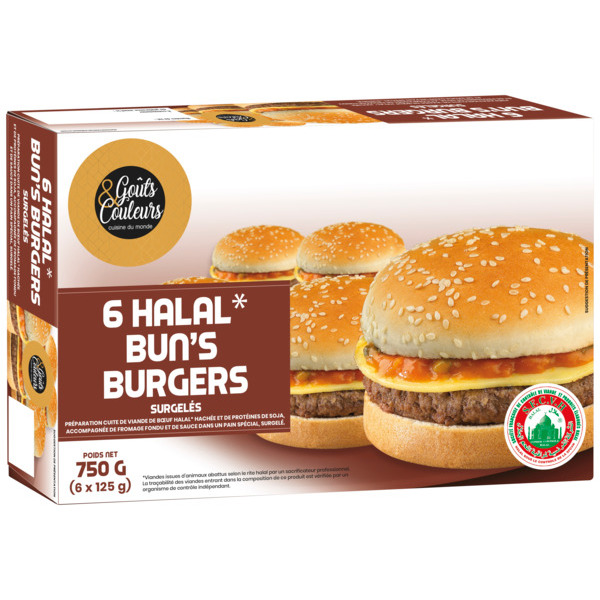  Etuis De Halal Bun's Burger  Surgeles Goûts & Couleurs code EAN 3255790019481 