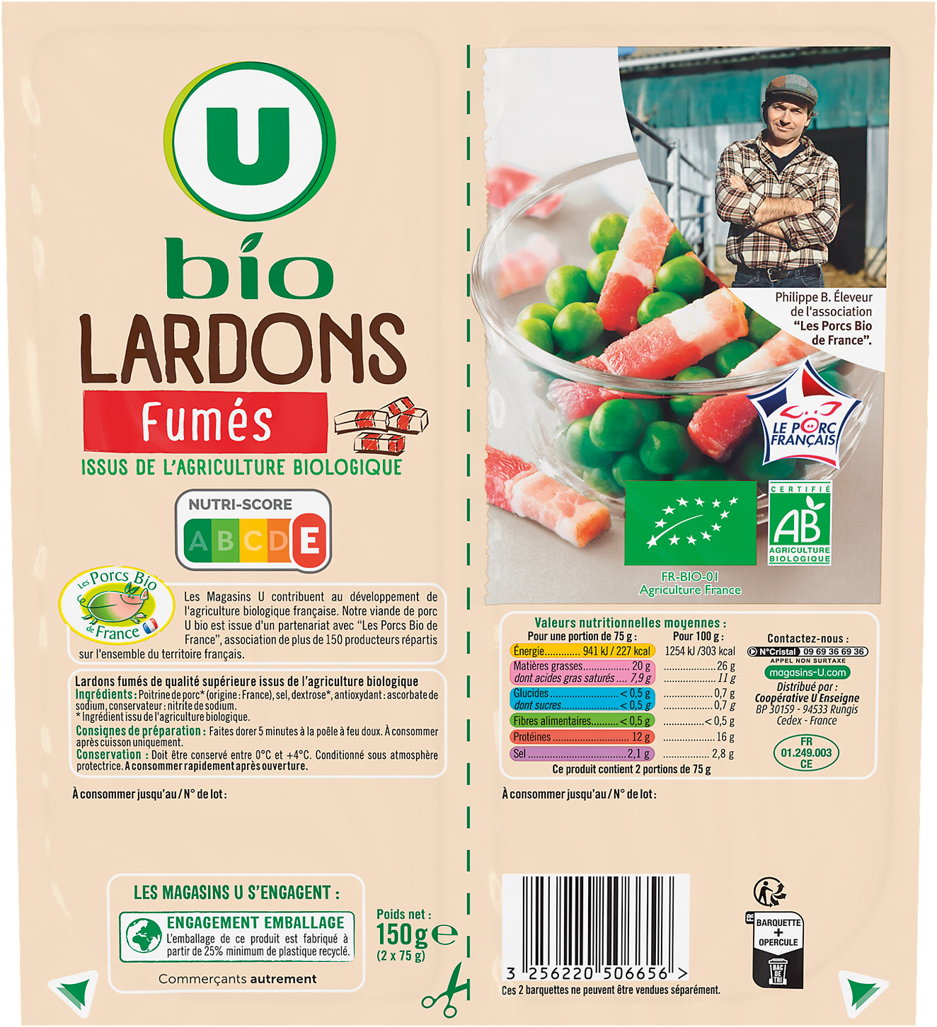  LARDONS U BIO code EAN 3256220506656 