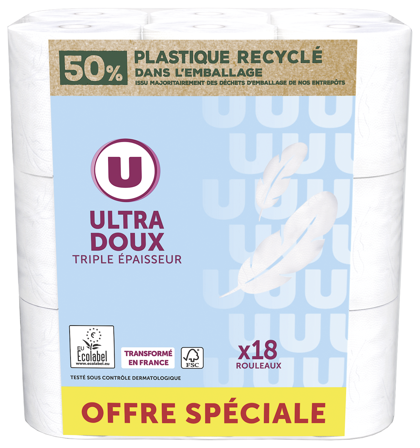  PAPIER TOILETTE ULTRA DOUX TRIPLE EPAISSEUR BLANC U code EAN 3256220513142 