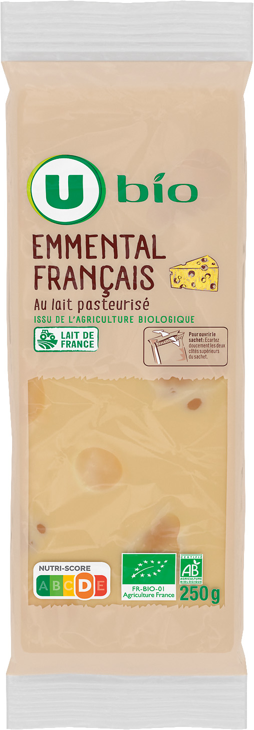 FROMAGE PASTEURISE EMMENTAL FRANCAIS U BIO code EAN 3256221099881 