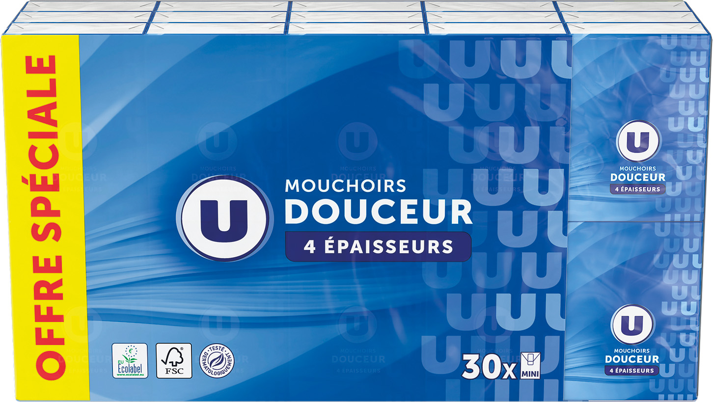  MOUCHOIRS BLANCS DOUCEUR U code EAN 3256222480671 