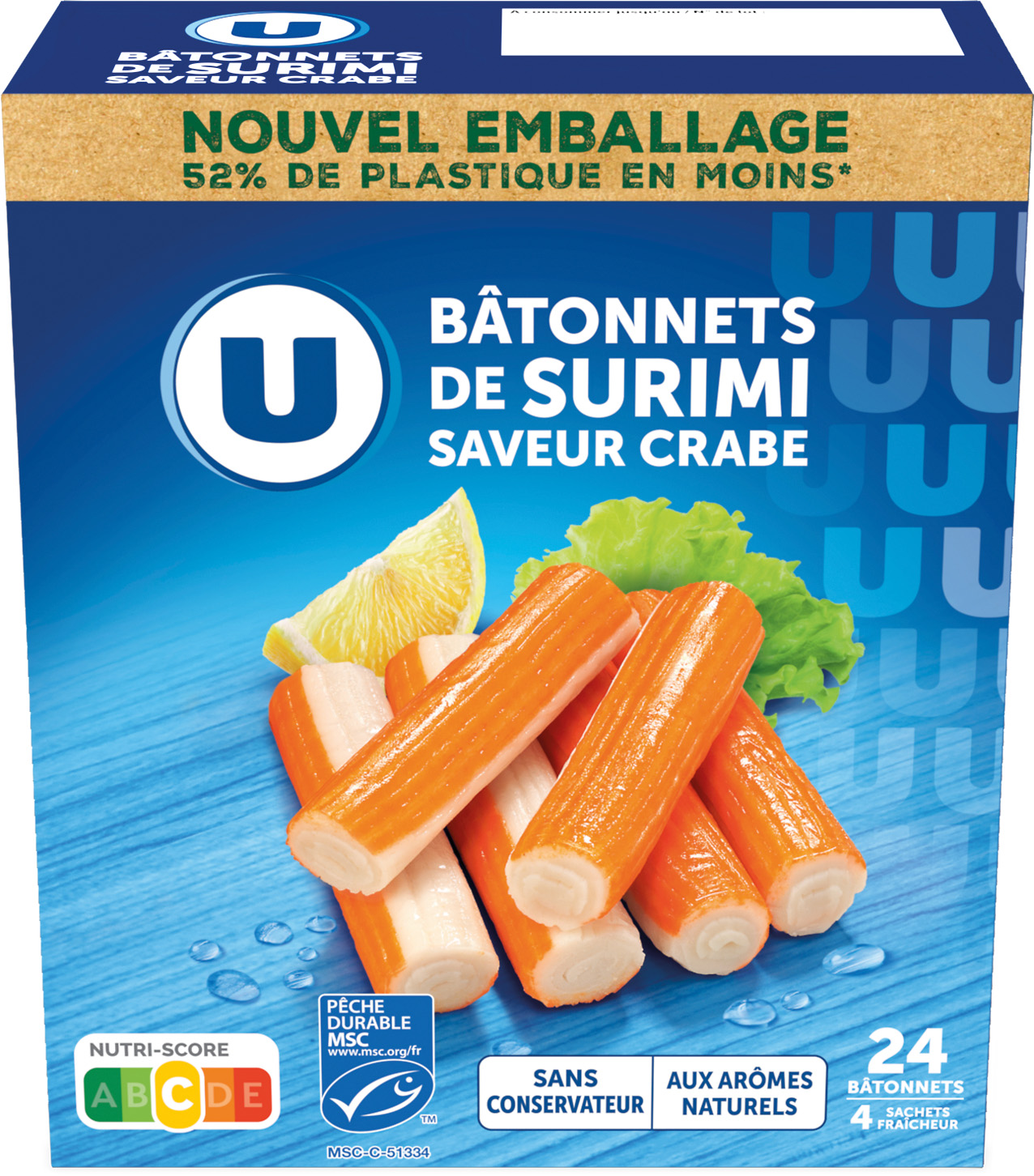  BATONNETS A BASE DE CHAIR DE POISSON SAVEUR CRABE MSC U code EAN 3256222746678 