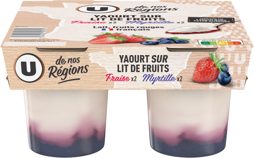  YAOURTS SUR LIT DE FRUITS U DE NOS REGIONS code EAN 3256222790718 