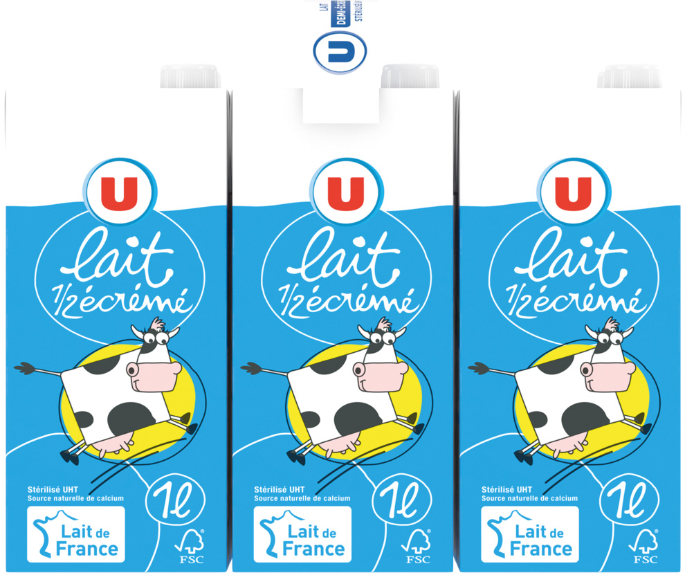  LAIT DEMI ECREME UHT U code EAN 3256224234494 