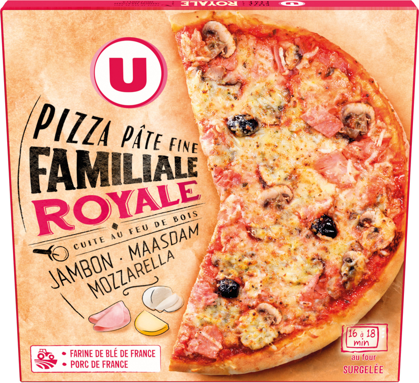  PIZZA FAMILIALE CUITE AU FEU DE BOIS SURGELEE U code EAN 3256227464041 