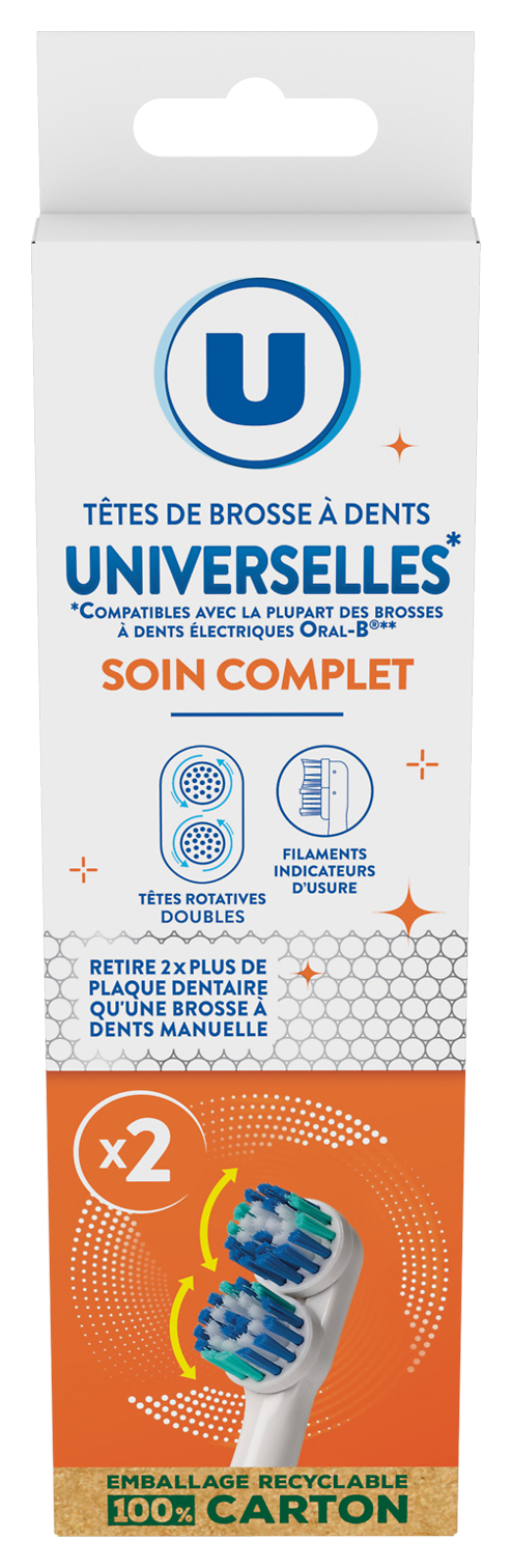  TETES DE BROSSE A DENTS UNIVERSELLE U code EAN 3256229716988 