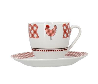 Tasse et soucoupe poule Country Chick en porcel...