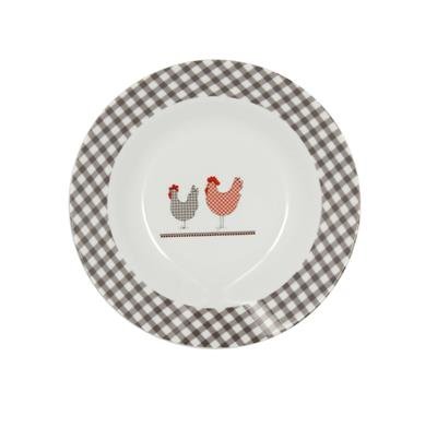 Assiette creuse poule Country Chick en porcelai...