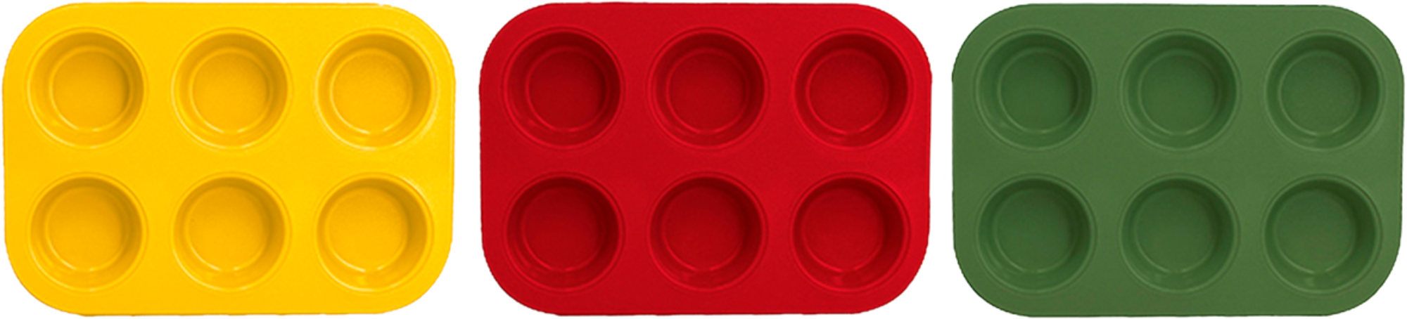 PLAQUE À 6 MUFFINS JAUNE, ROUGE OU VERTE