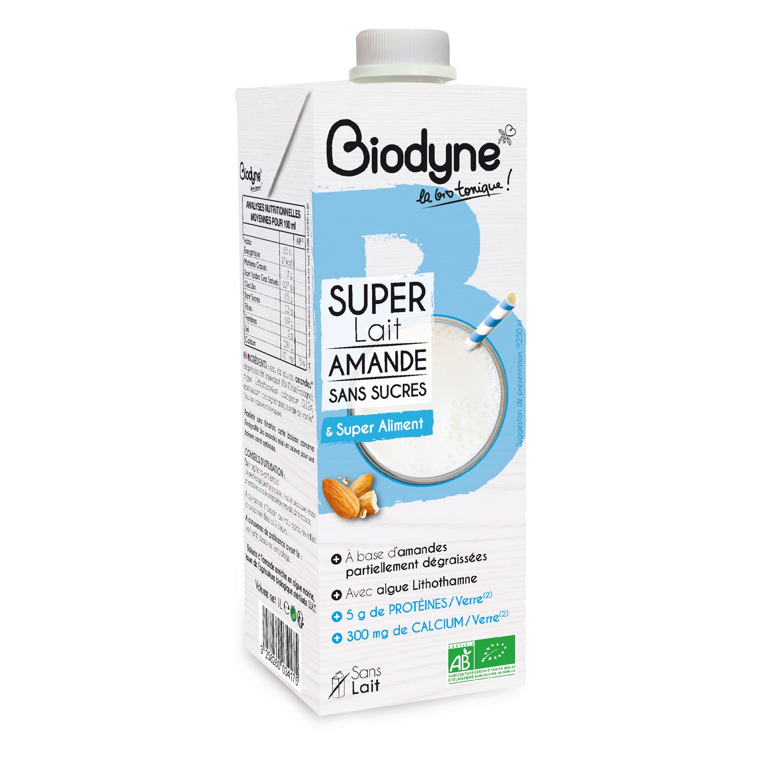 BIODYNE Boisson lait d'amande s/sucres BIODYNE 3258260034175 (3258260034175)