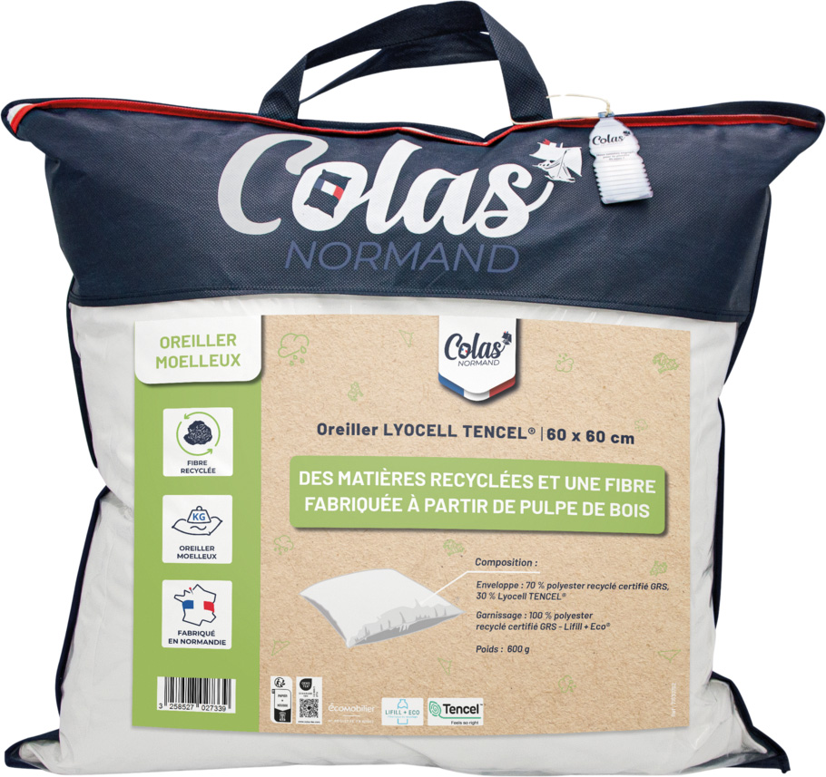 OREILLER 60X60CM OU 50X70CM "LYOCELL TENCEL" MOELLEUX 3258527027339 
