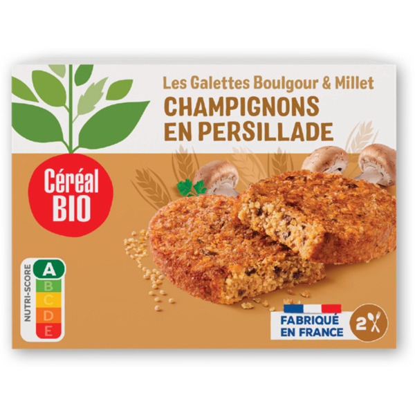 CÉRÉAL BIO GALETTES BIO MILLET ET BOULGHOUR AUX CHANPIGNONS
CÉRÉAL BIO code EAN 3259011799909 