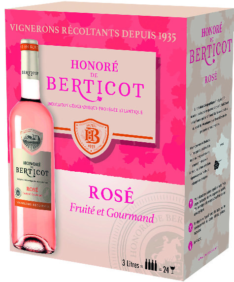   IGP(4) ATLANTIQUE ROSÉ "HONORÉ DE BERTICOT" code EAN 3259860951039 