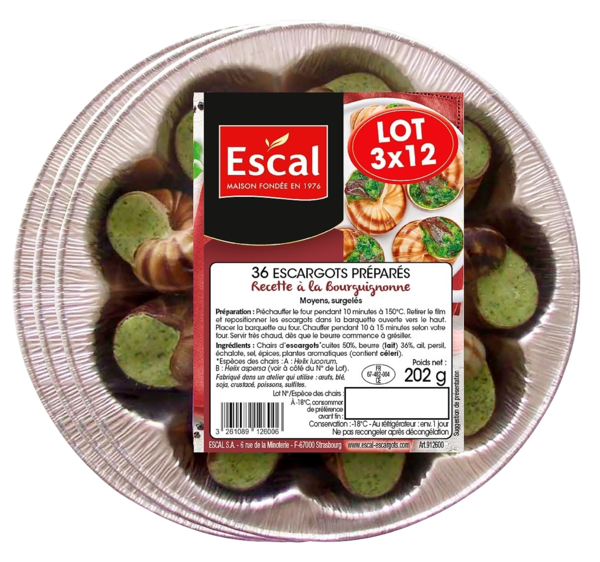  Escargots De Bourgogne À La Bourguignonne Surgelés Escal  code EAN 3261081126004 