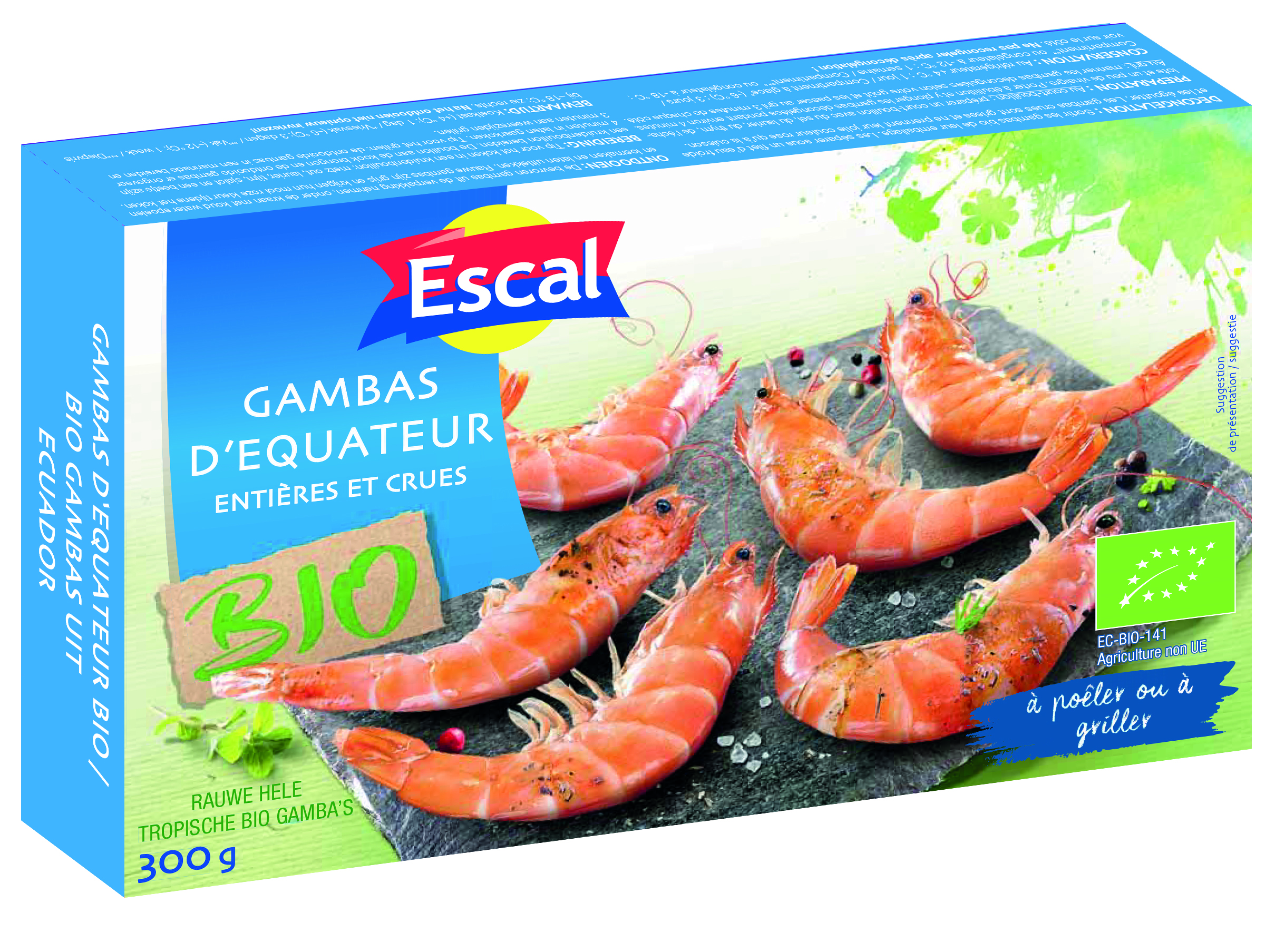 GAMBAS D’ÉQUATEUR ENTIÈRES ET CRUES BIO SURGELÉES