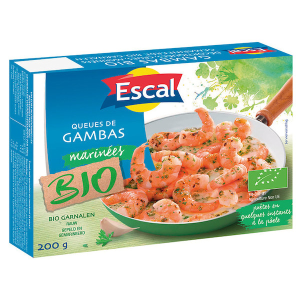 Queues de gambas marinées Bio surgelées