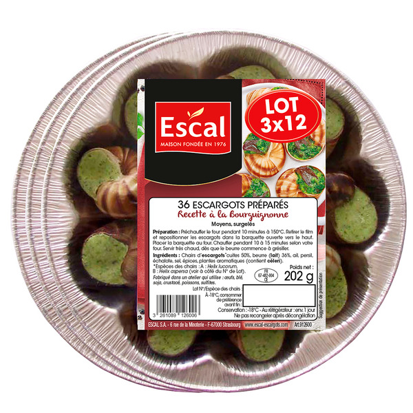36 escargots préparés surgelés