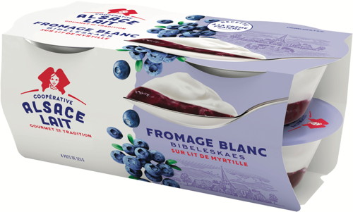FROMAGE BLANC BIBELESKAES SUR LIT DE MYRTILLES