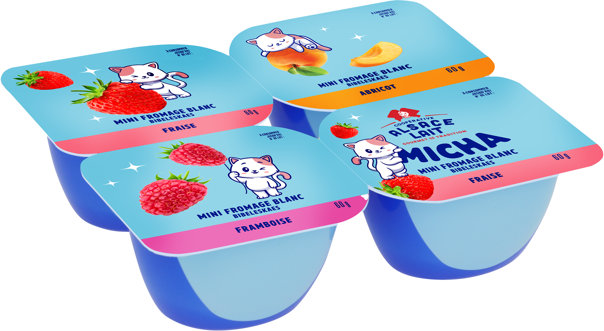 MINI FROMAGE BLANC MICHA FRAISE, FRAMBOISE, ABR...