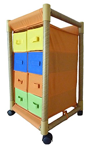 meuble de rangement - 8 tiroirs - a roulette - orange bleu jaune vert - carton robuste - 65.5x38.5x35.5cm 3263850011917 3 suisse