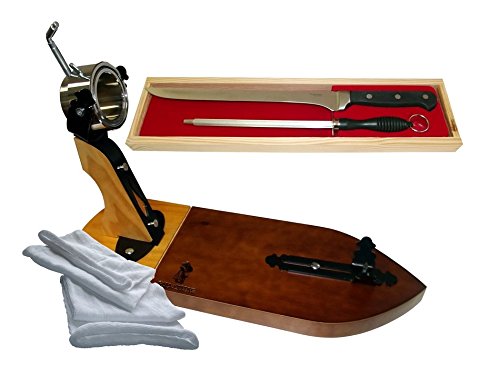 Support à jambon Bellota 3, Coffret couteau à jambon "virola", le fusil et le sac à jambon. 3263851923011 CASAVOSTRE