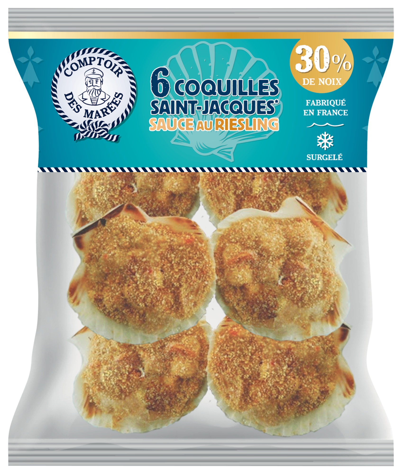 6 coquilles Saint-Jacques** sauce au riesling s...